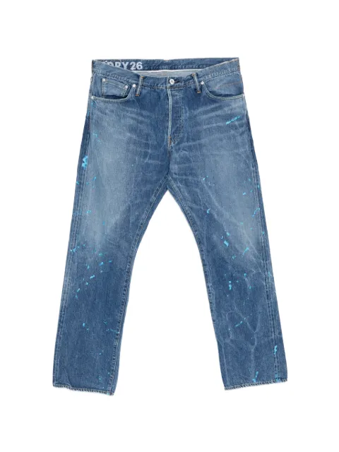 visvim paint-splatter whiskered jeans Blue 126105005010
