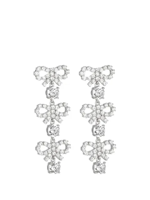 Self-Portrait crystal-embellished bow earrings Silver PF25612ESLB
