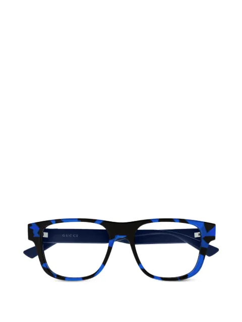 Gucci Eyewear tortoiseshell-effect rectangle-frame glasses Blue GG2086O008