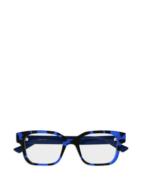 Gucci Eyewear tortoiseshell-effect rectangle-frame glasses Blue GG2087O008