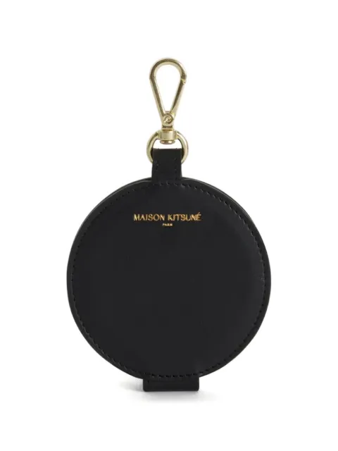 Maison Kitsuné circular leather keyring Black QU06900LR0072