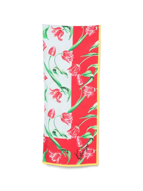Kenzo tulip-print silk scarf Blue FG62EW320PEQ