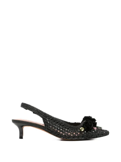 Bibi Lou Acer embellished crochet slingback pumps Black 967Z69HG