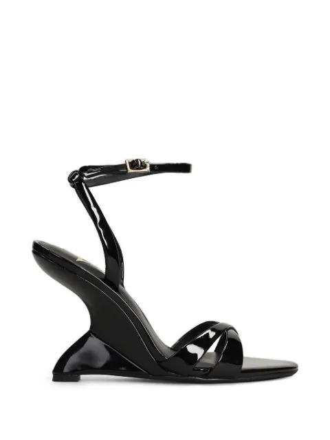 Marc Ellis patent-finish sculptural-wedge sandals Black ME2601525
