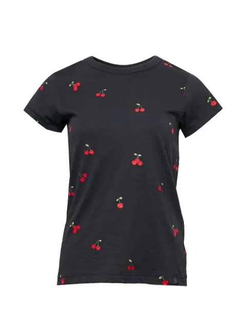 rag & bone cherry-print slub-texture t-shirt Black RE7A26ST3SW
