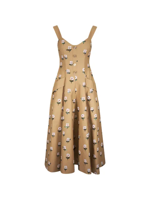 Talbot Runhof floral-embroidered button-front midi dress Neutrals OM098701QE80030