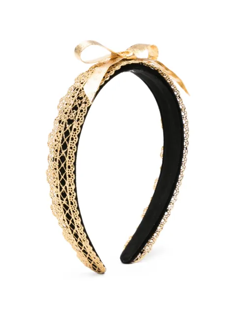 SHUSHU/TONG x Yvmin lace-trim bow-detail headband Gold 26327GLD00NN