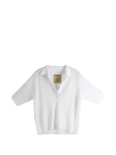 Uma Wang ribbed lace-trim shirt White UK7123