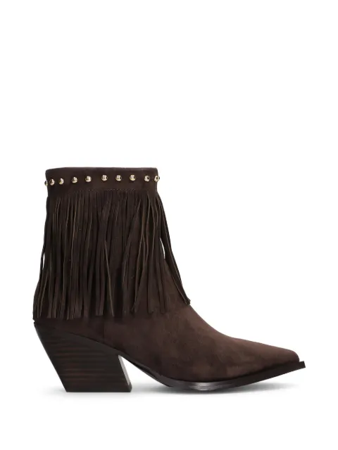Marc Ellis fringe-trim studded ankle boots Brown ME2601375