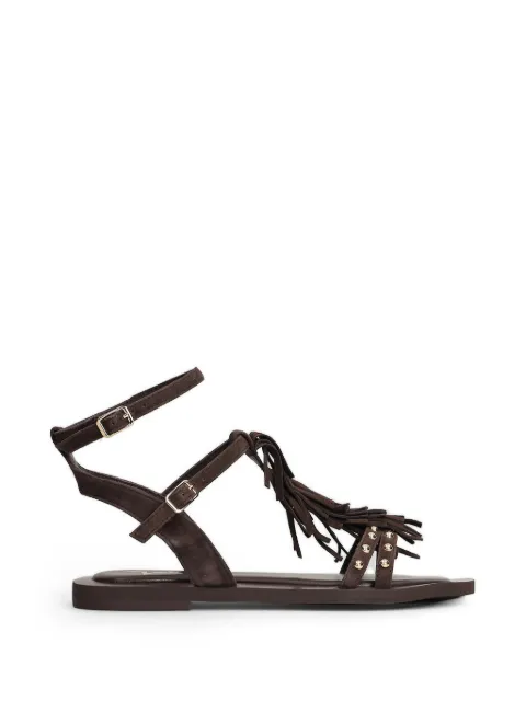 Marc Ellis fringed stud-embellished flat sandals Brown ME2601365