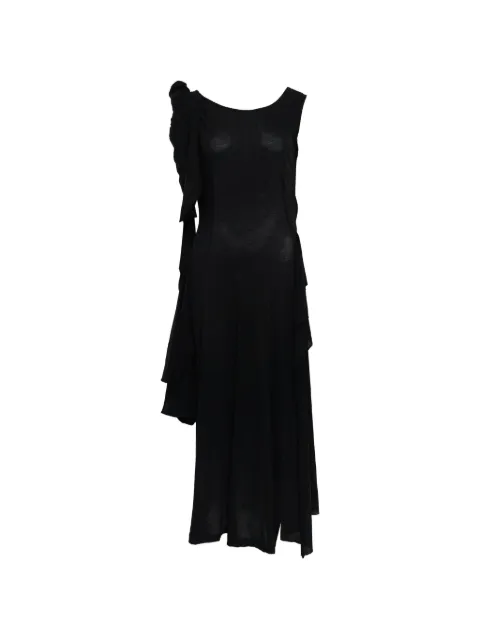 Yohji Yamamoto draped ruffled dress Black FKT10072