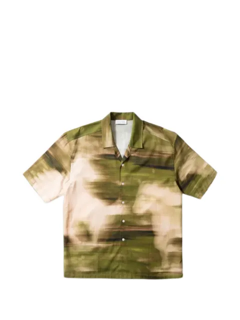 Dean Edmonds abstract-print short-sleeve shirt Green 126102665PLAINGREEN