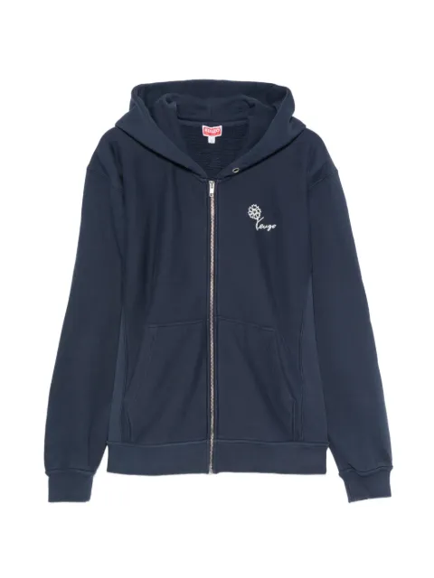 Kenzo flower-embroidered zip-up hoodie Blue FG65HO2714MJ