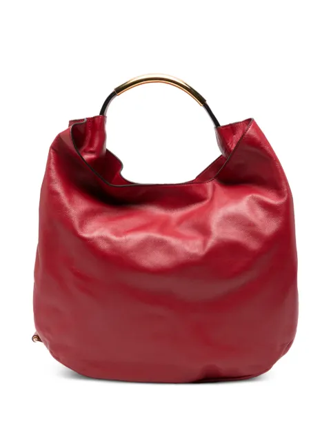 Moschino Handle Me logo-plaque leather tote bag Red MC4184PP1POA0