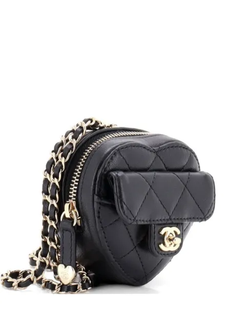 CHANEL Pre-Owned CC in Love Heart Chain Necklace Zip Coin Purse Quilted Lambskin clutch bag Black G5Q9GIN4YZGX55TW