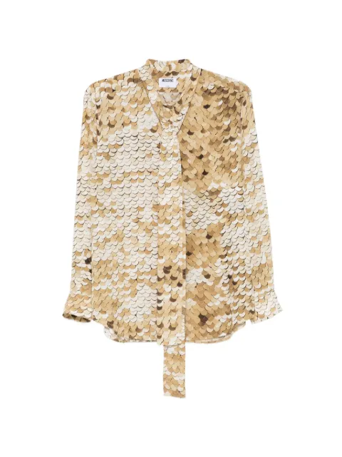 Moschino print-detail pussy-bow shirt Neutrals 262EA02185556