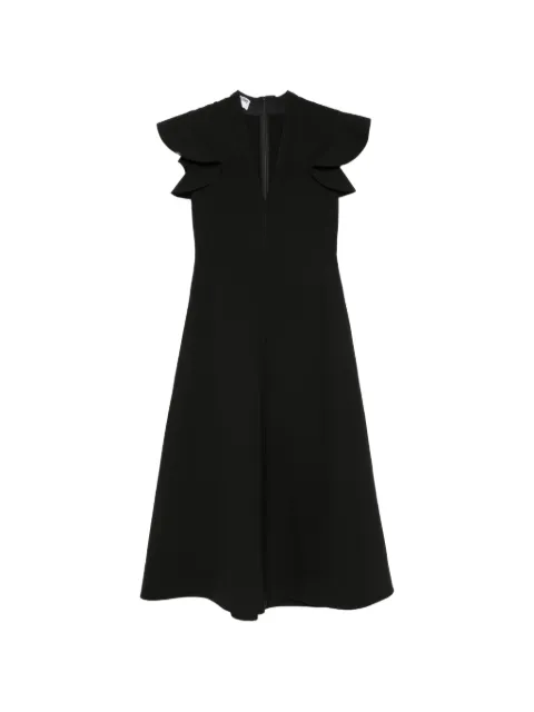 Moschino ruffled-sleeve V-neck midi dress Black A04415524