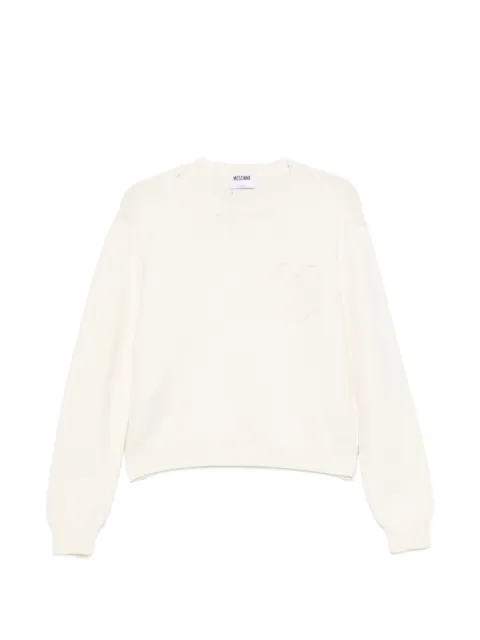 Moschino heart-motif crew-neck sweater Neutrals A09115507