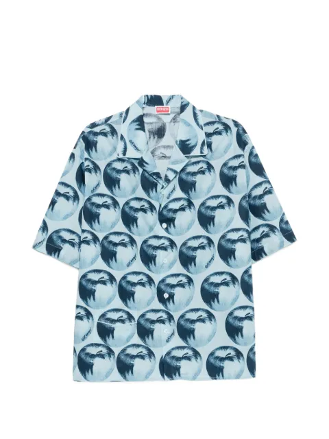 Kenzo apple-print short-sleeve shirt Blue FG65CH1349D2