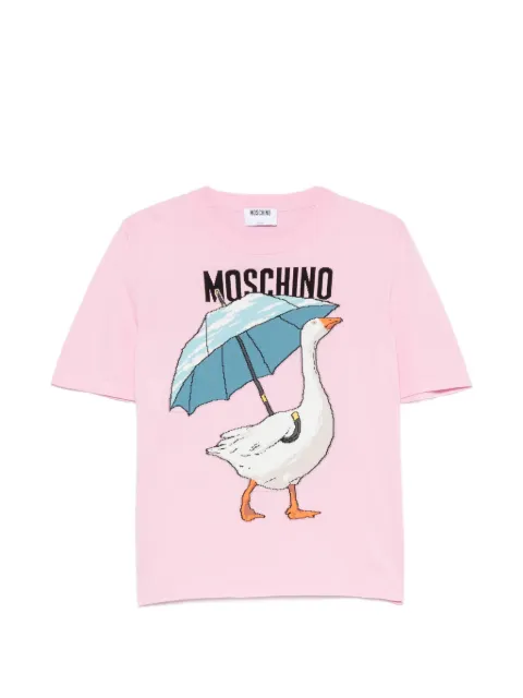 Moschino goose-intarsia short-sleeve top Pink A09195511