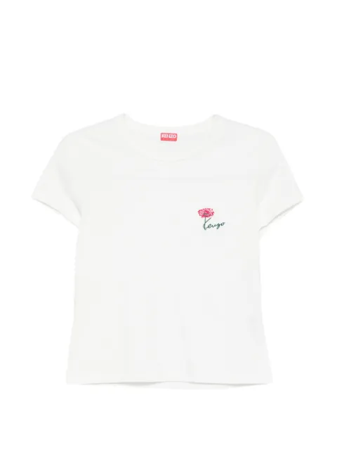 Kenzo flower-embroidered T-shirt White FG62TS2714SG