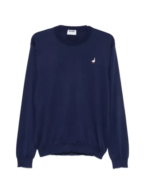 Moschino goose-embroidered sweater Blue J09235211