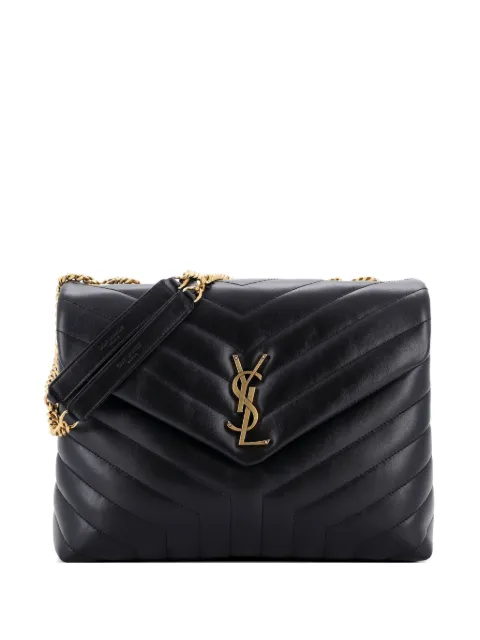 Saint Laurent Pre-Owned Loulou Matelasse Chevron Leather Medium shoulder bag Black PO4QW53CPFCQZJ1S