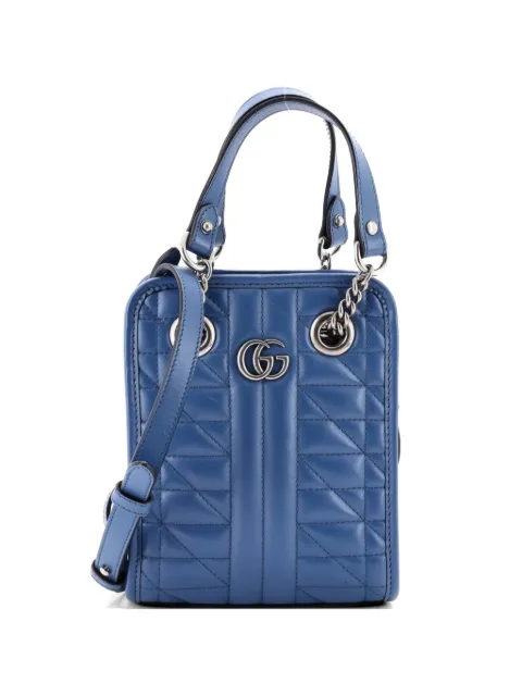 Gucci Pre-Owned GG Marmont Handle Matelasse Leather Mini crossbody bag Blue NHQCWUTCXD2M94YR