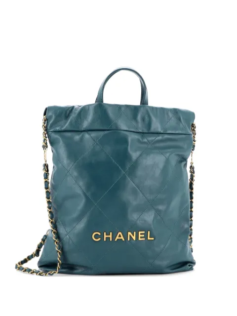 CHANEL Pre-Owned 22 Chain Quilted Calfskin Medium backpack Green J3Q4YXK768T15C5Z