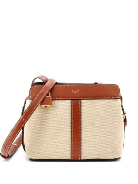 Celine Pre-Owned Teen Cabas De France Bag Leather and Canvas Small shoulder bag Brown GLZMQOBQZY7QSSKI