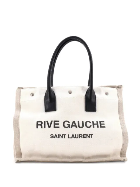 Saint Laurent Pre-Owned Rive Gauche Shopper Canvas Small tote bag Neutrals ELWJ6K0SN9WQ2DJ5