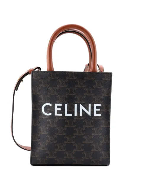 Celine Pre-Owned Vertical Cabas Tote Triomphe Coated Canvas Mini satchel Brown 7DG0PSCY2E3ZQ9JP