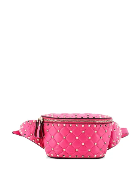 Valentino Garavani Pre-Owned Rockstud Spike Quilted Leather belt bag Pink 38TJB6W52NV8QZD2