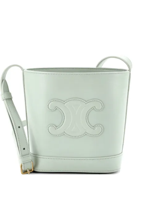 Celine Pre-Owned Cuir Triomphe Leather Small bucket bag Green 1GLL9GQZTXFGYMDN
