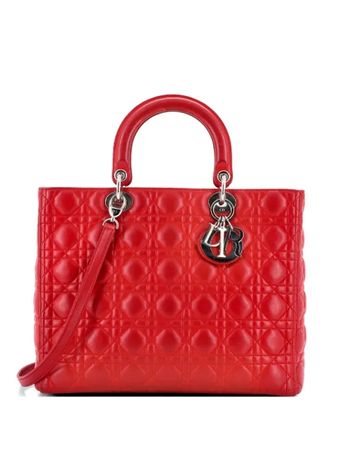Christian Dior Pre-Owned Lady Dior Bag Cannage Quilt Lambskin Large tote bag Red SPKW7VEKM7I48HCH