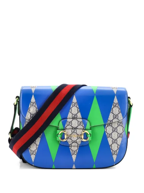 Gucci Pre-Owned Horsebit 1955 Printed GG Coated Canvas Large shoulder bag Blue J7UJT01A41XXMV4U