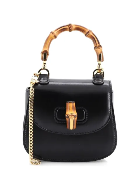 Gucci Pre-Owned Bamboo 1947 Top Handle Bag Leather Super Mini crossbody bag Black QFT7EE196XOUCETL