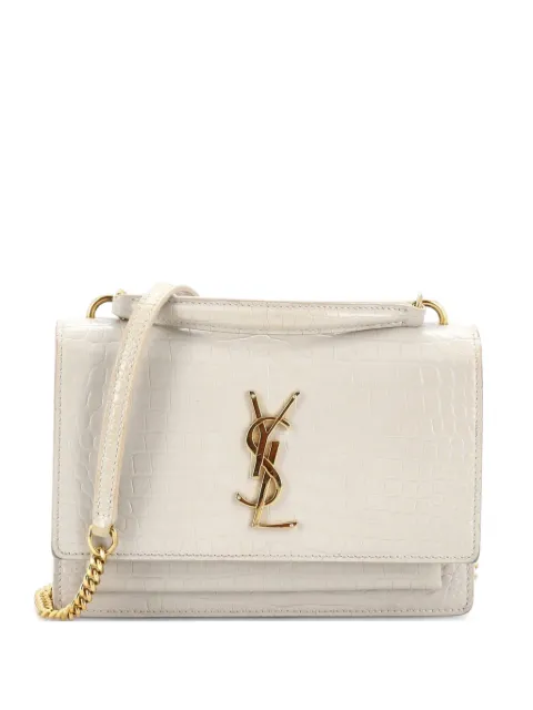 Saint Laurent Pre-Owned Sunset Top Handle Chain Wallet Crocodile Embossed Leather crossbody bag Neutrals OII9G6BCUZQFZ5RQ