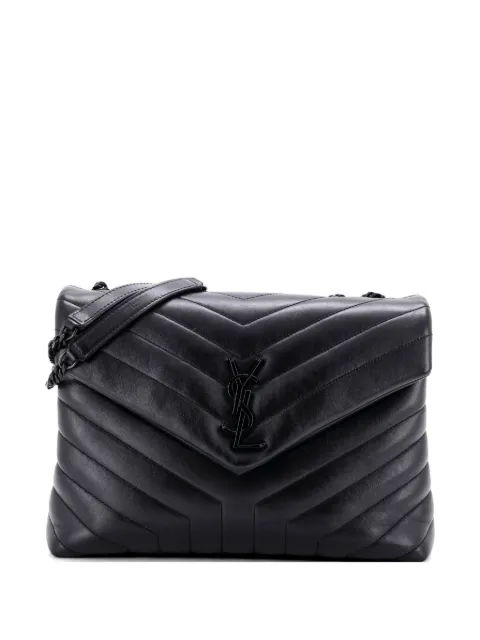 Saint Laurent Pre-Owned Loulou Matelasse Chevron Leather Large shoulder bag Black BU2ME81YIXYT23UX