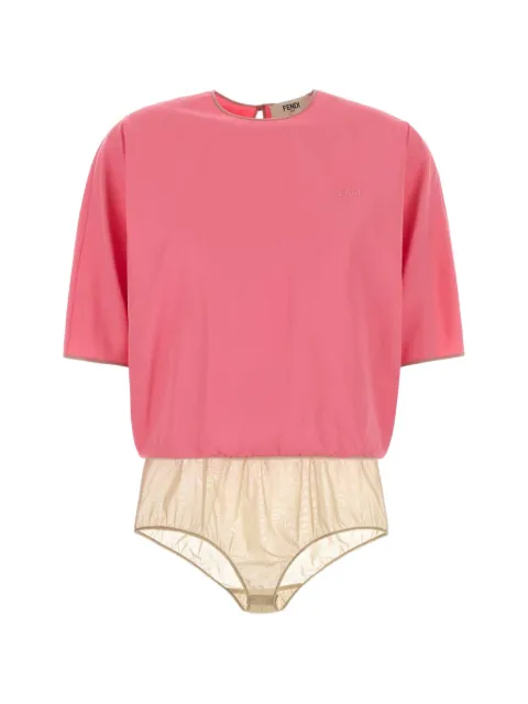FENDI logo-embroidered short-sleeve bodysuit Pink FS8344AW9B