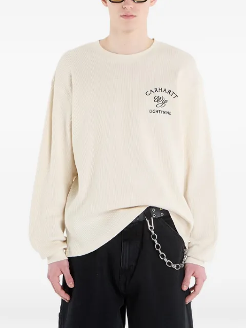 Carhartt WIP logo-print waffle-knit T-shirt Neutrals I0361841K6XX
