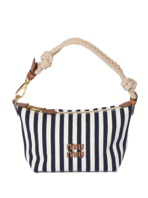 Miu Miu cotton and leather pouch Blue 5NE8412I0G