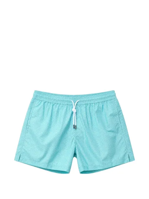 Fedeli Madeira micro-patterned drawstring swim shorts Blue TU000318