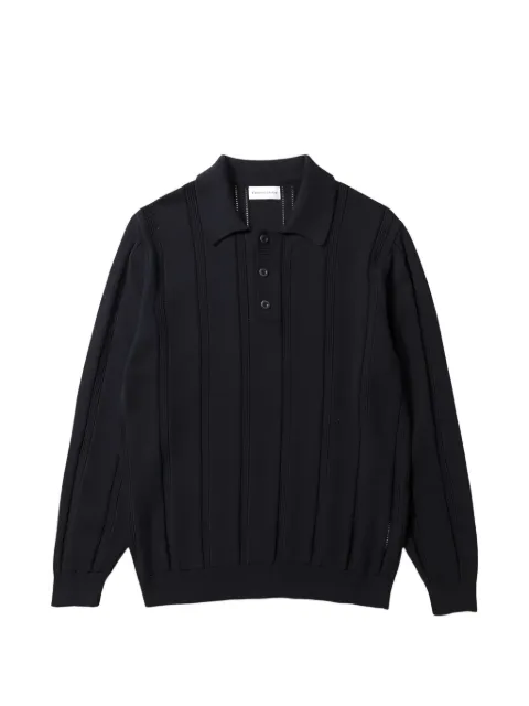 Dean Edmonds ribbed-knit long-sleeve polo shirt Blue 1266002590