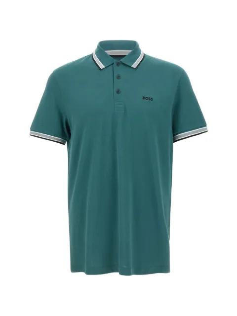 BOSS Paddy striped-trim polo shirt Green 50469055