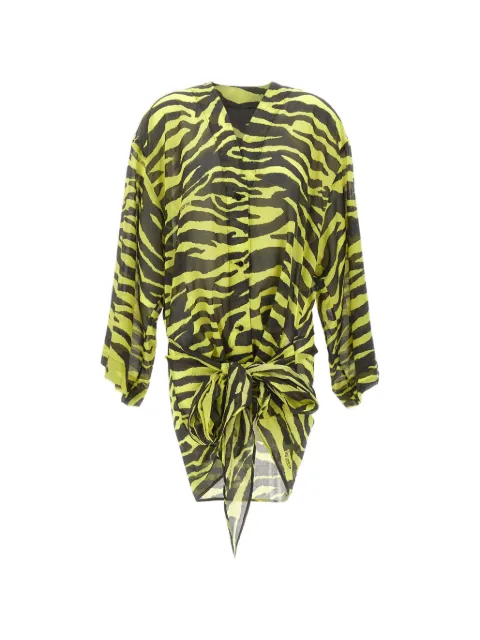 The Attico zebra-print wrap-style dress Yellow 260WCA00404CCC134PR