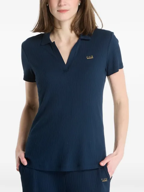 Ea7 Emporio Armani ribbed-knit V-neck polo shirt Blue 7W000490AF12654