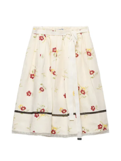 Prada floral print linen skirt Neutrals P178ISOOO1920