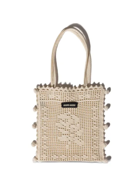 Miu Miu cotton crochet handbag Neutrals 5BA288VYDO2CRB