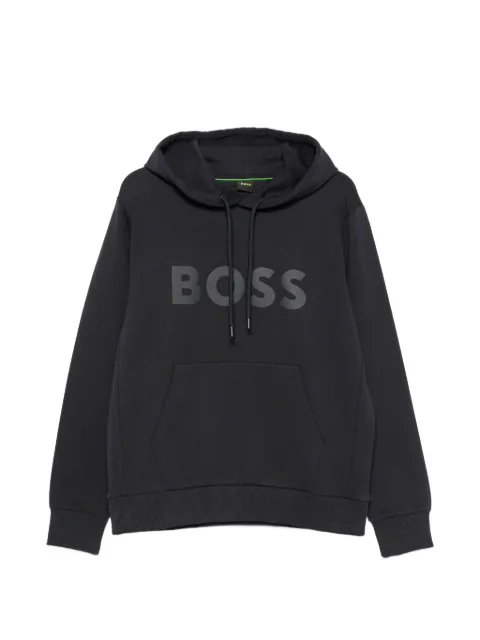 BOSS logo-print drawstring hoodie Blue 50555515